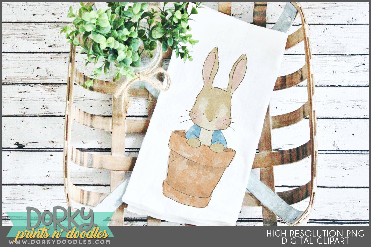 Watercolor Bunny Spring Clipart - Dorky Doodles