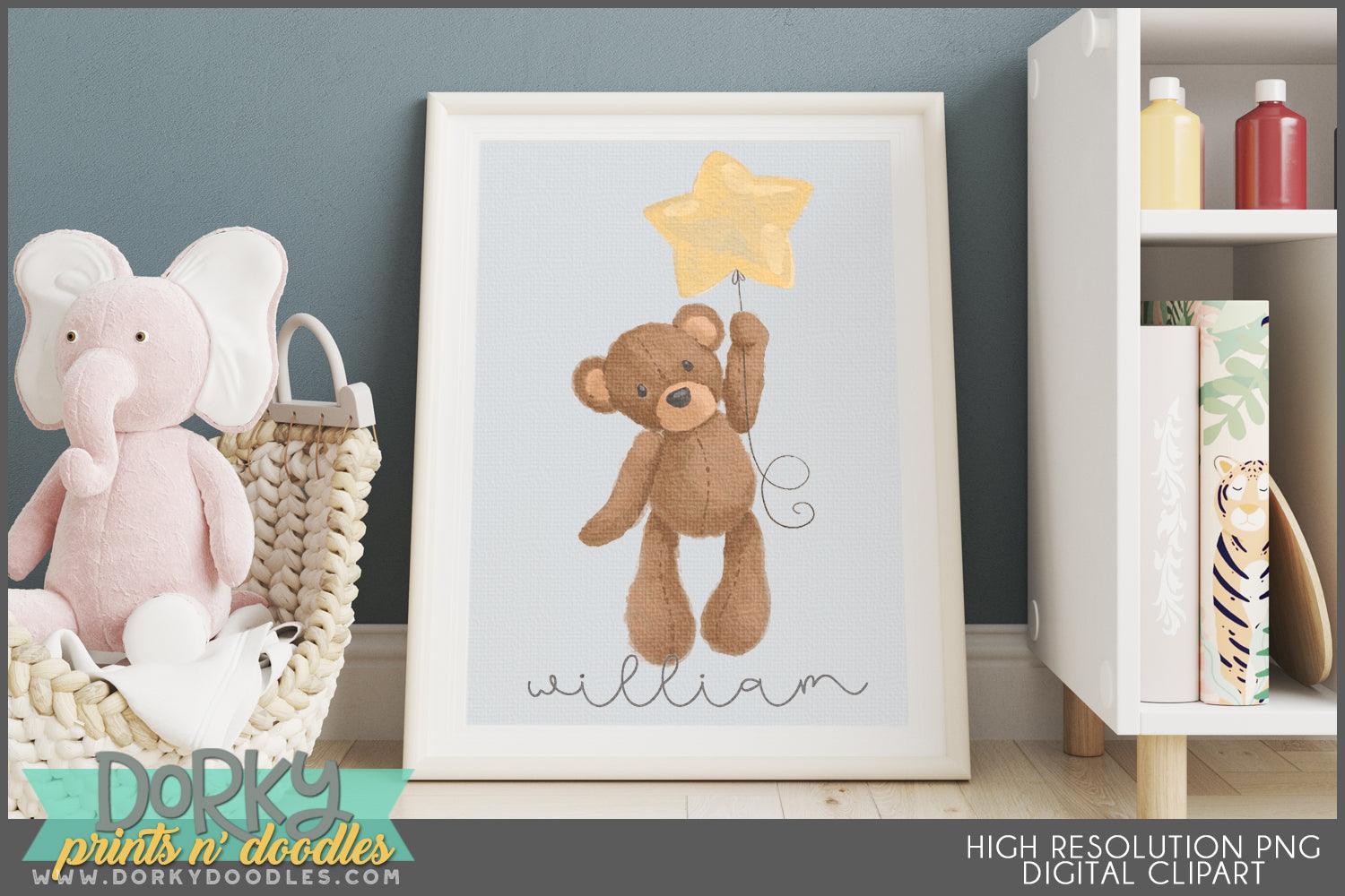Watercolor Teddy Bear Animals Clipart - Dorky Doodles