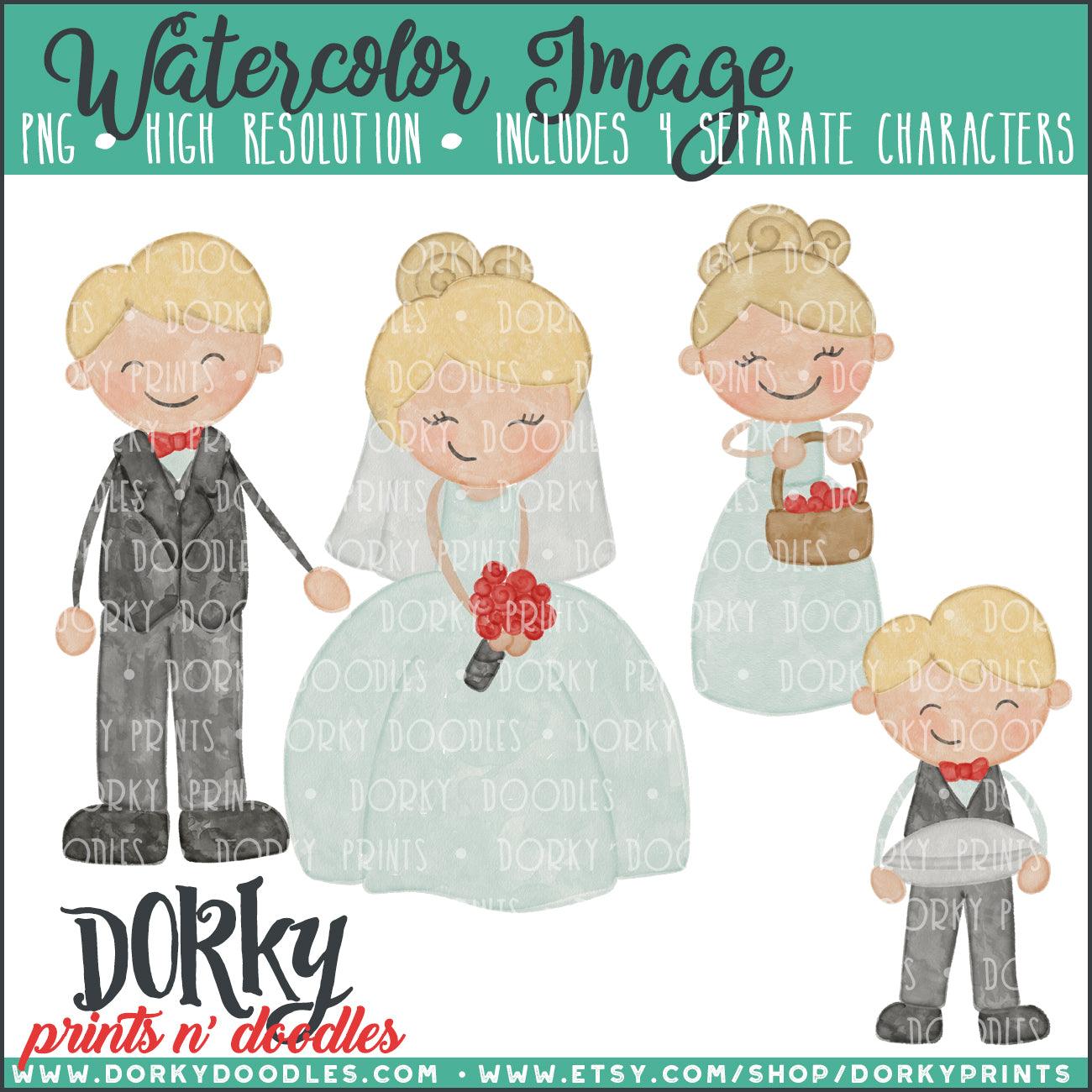 Wedding Party Characters Watercolor PNG