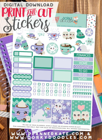 Winter Print and Cut Planner Stickers