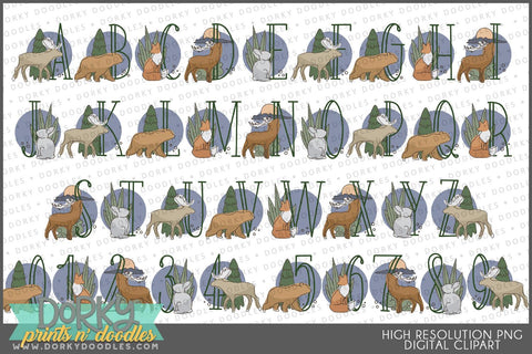 Woodland Animal Alphabet Clipart - Dorky Doodles