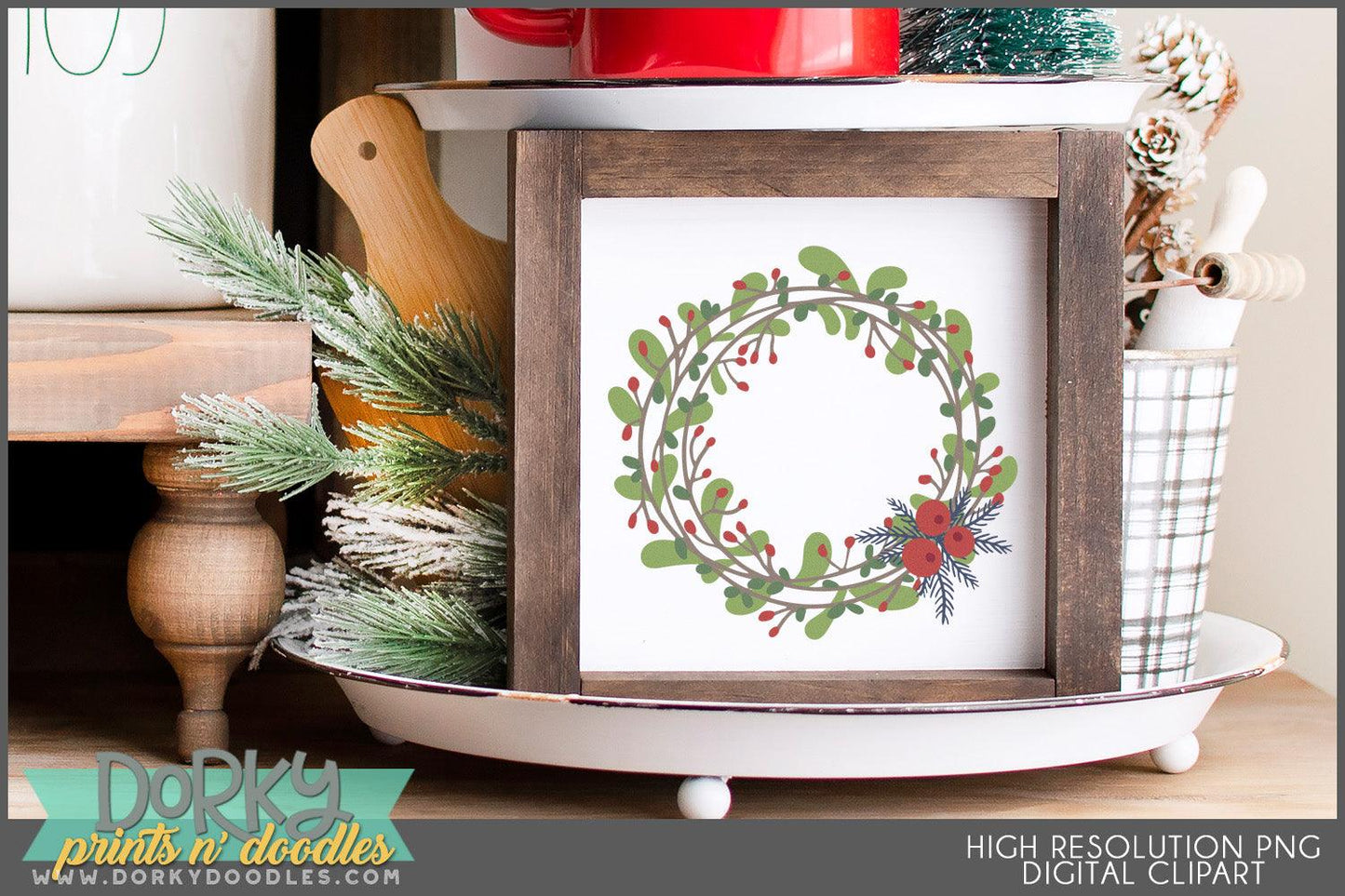 Woodsy Country Christmas Clipart - Dorky Doodles