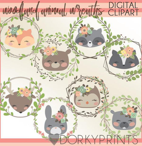 Wreaths and Animals Clipart