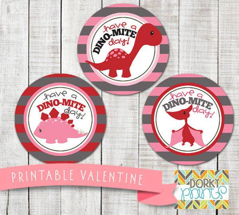 "You're Dino-mite" Valentine Circle Tags Holiday Printables