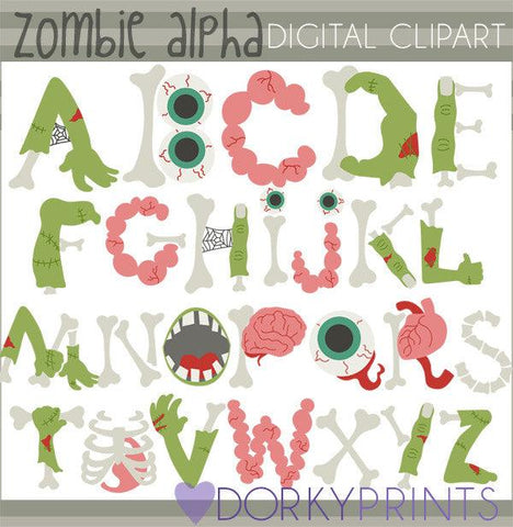 Zombie Alphabet Clipart