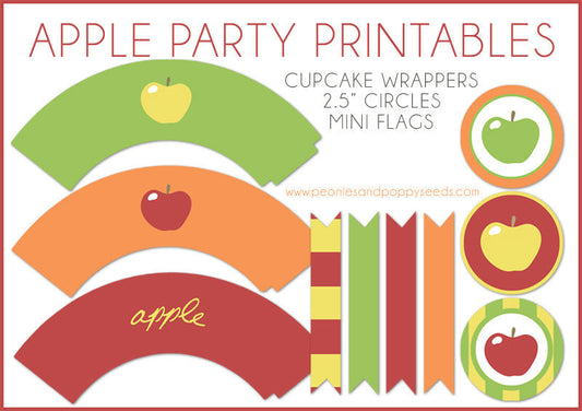 Apple Party Printables: Cupcakes - Dorky Doodles