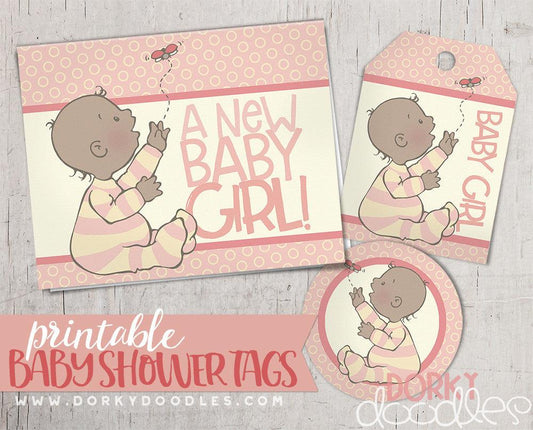 Baby Shower Tag Printables for Girls - Dorky Doodles