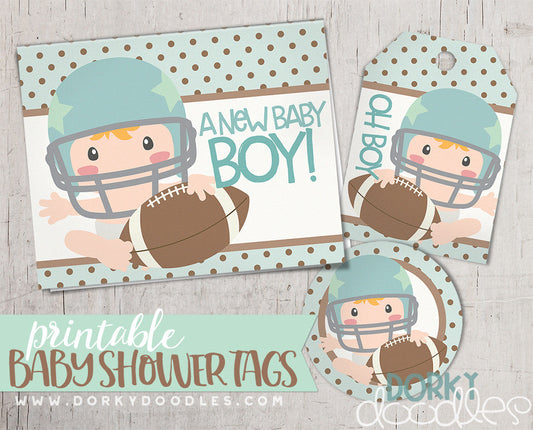 Baby Shower Tags Printable for Boys - Dorky Doodles