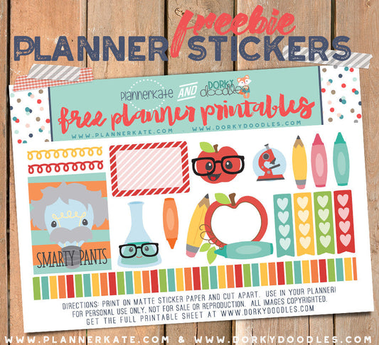 Back to School Planner Stickers Freebie - Dorky Doodles