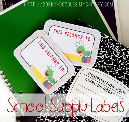 Back to School Printable Labels - Dorky Doodles