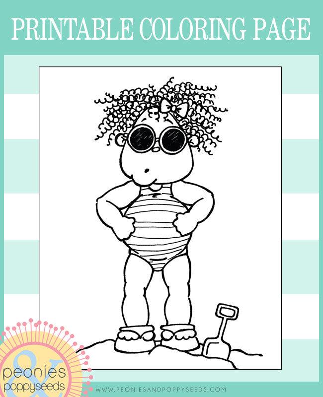 Beach Girl: Free Coloring Page - Dorky Doodles