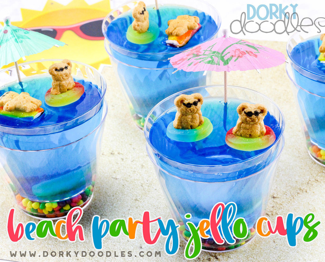 Beach Party Jello Cup Snacks - Dorky Doodles