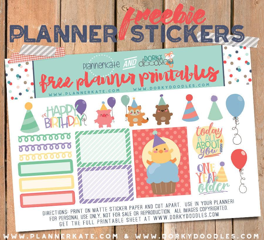 Birthday Planner Sticker Freebie - Dorky Doodles