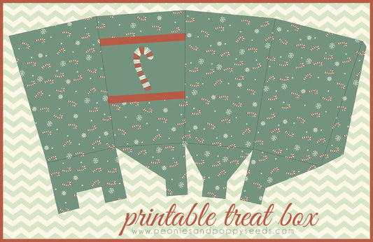 Candy Cane Printable Treat Box - Dorky Doodles