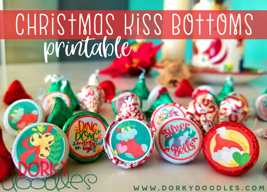 Christmas Kisses Printable Stickers - Dorky Doodles