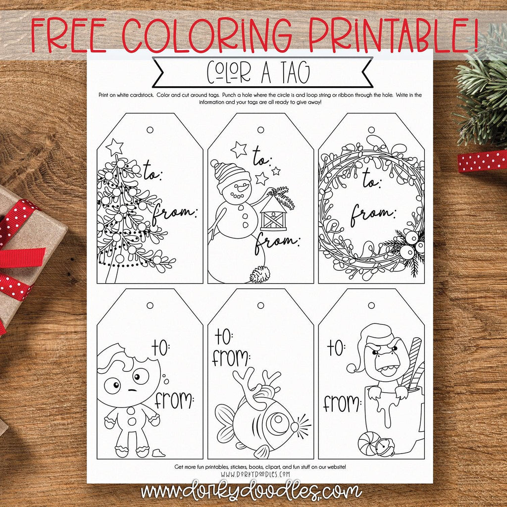 Color some Christmas Gift Tags - Free Printable