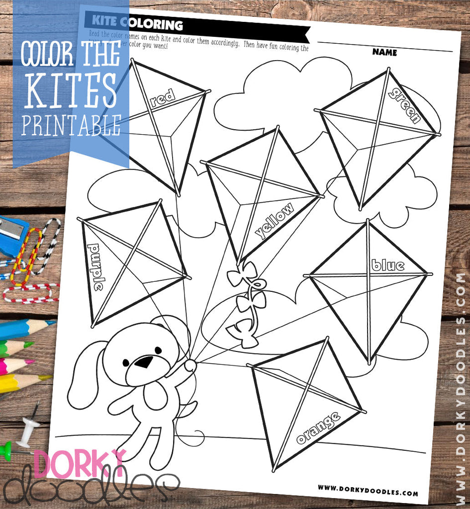 Color the Kites Printable Worksheet