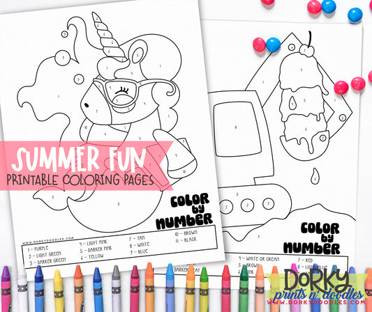 Free Color By Number Pages  - Summer Fun for Kids!