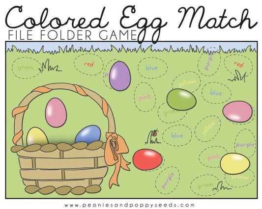 Colored Eggs Match Printable File Folder Game - Dorky Doodles