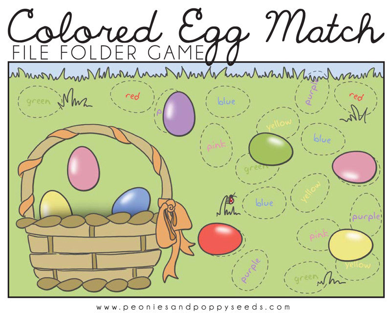 Colored Eggs Match Printable File Folder Game