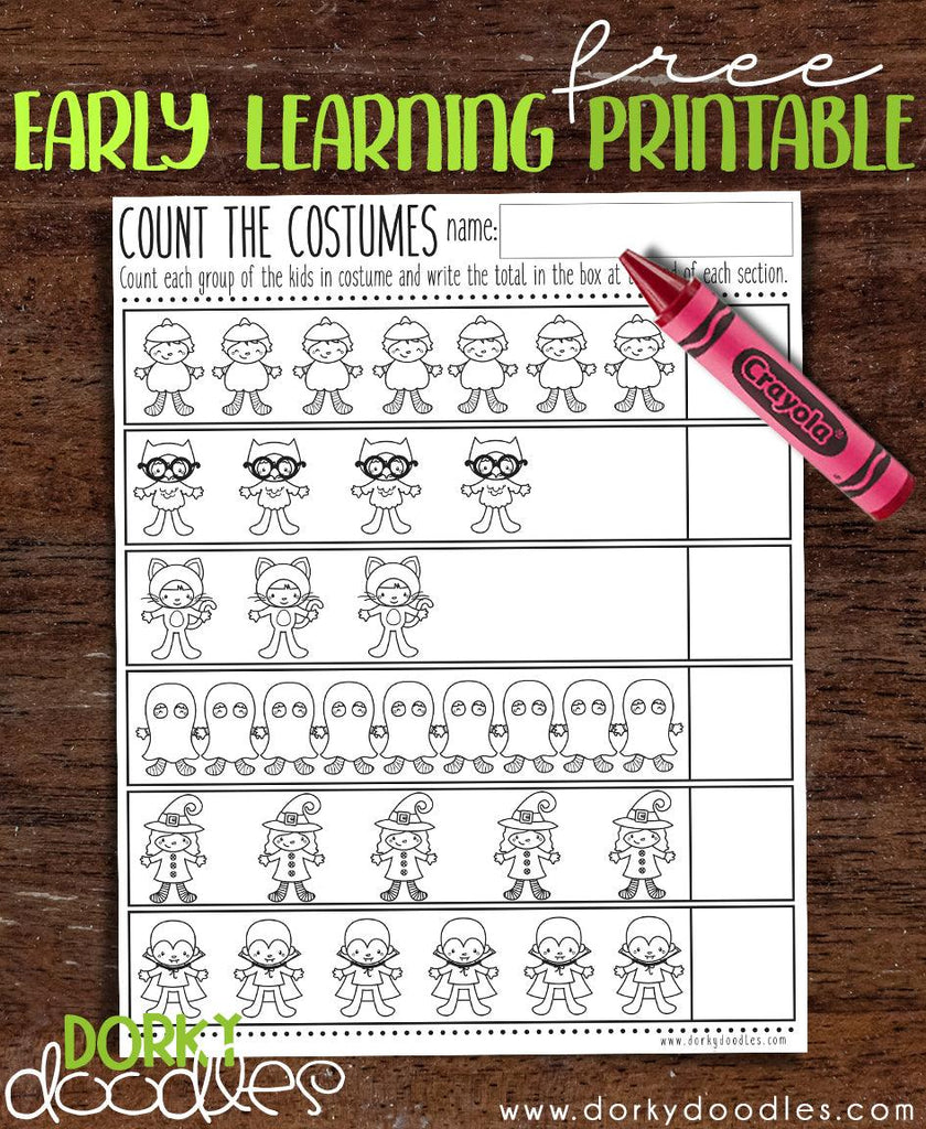 Count the Costumes Printable Worksheet