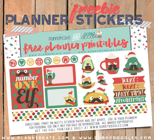 Cowboy Christmas Planner Stickers Freebie - Dorky Doodles