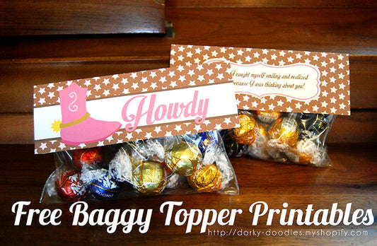 Cowgirl "Thinking of You" Baggy Topper Printables - Dorky Doodles