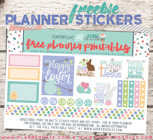 Cute Easter Planner Sticker Freebie - Dorky Doodles
