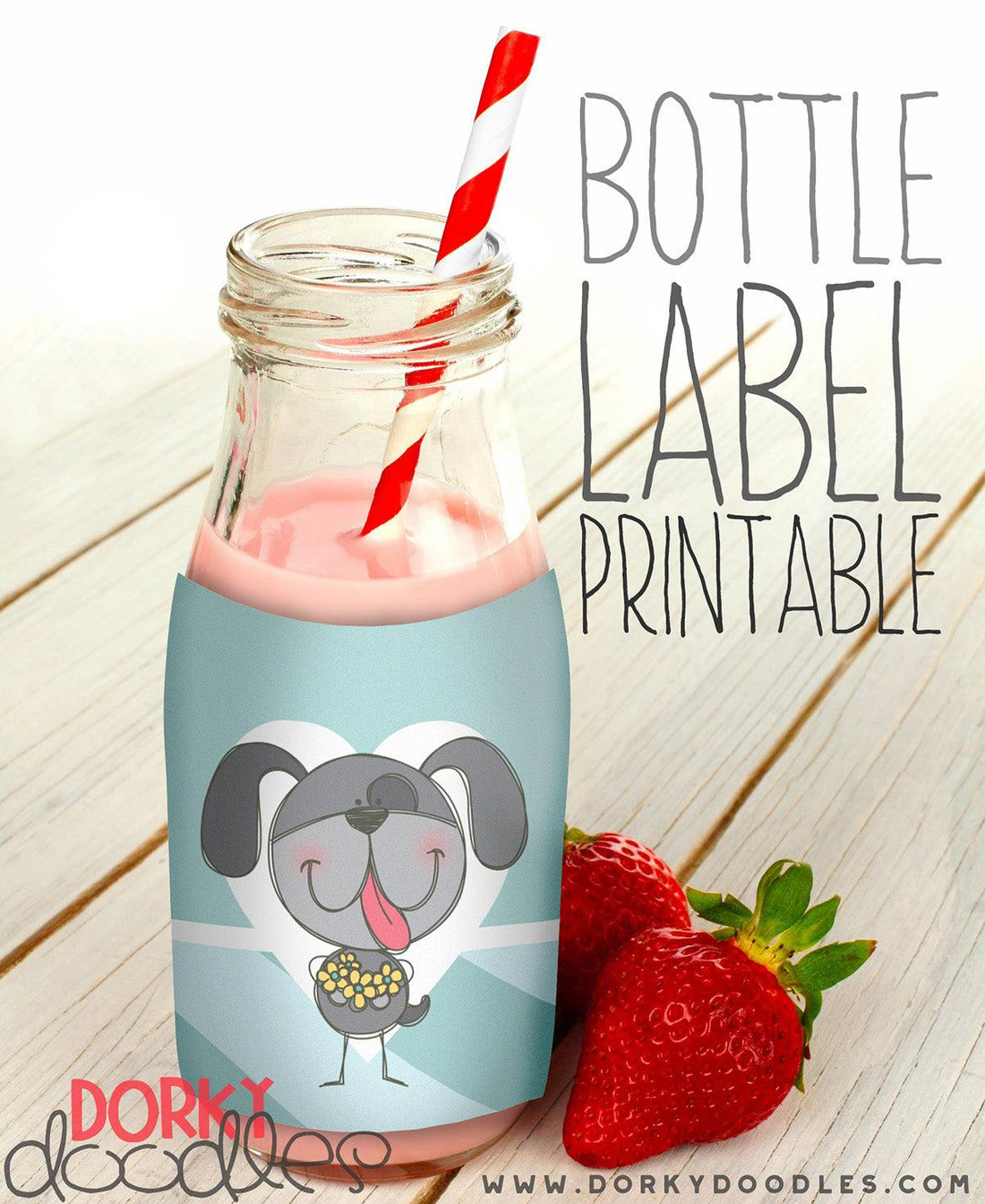 Cute Puppy Bottle Label - Free Printable - Dorky Doodles