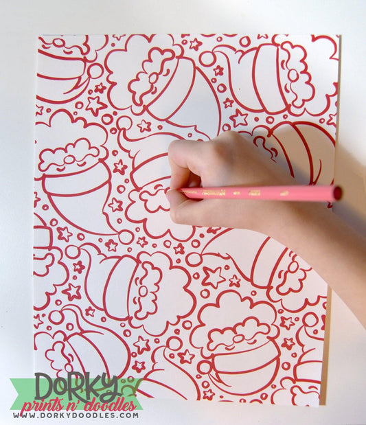 Cute Santa Coloring Page - Dorky Doodles