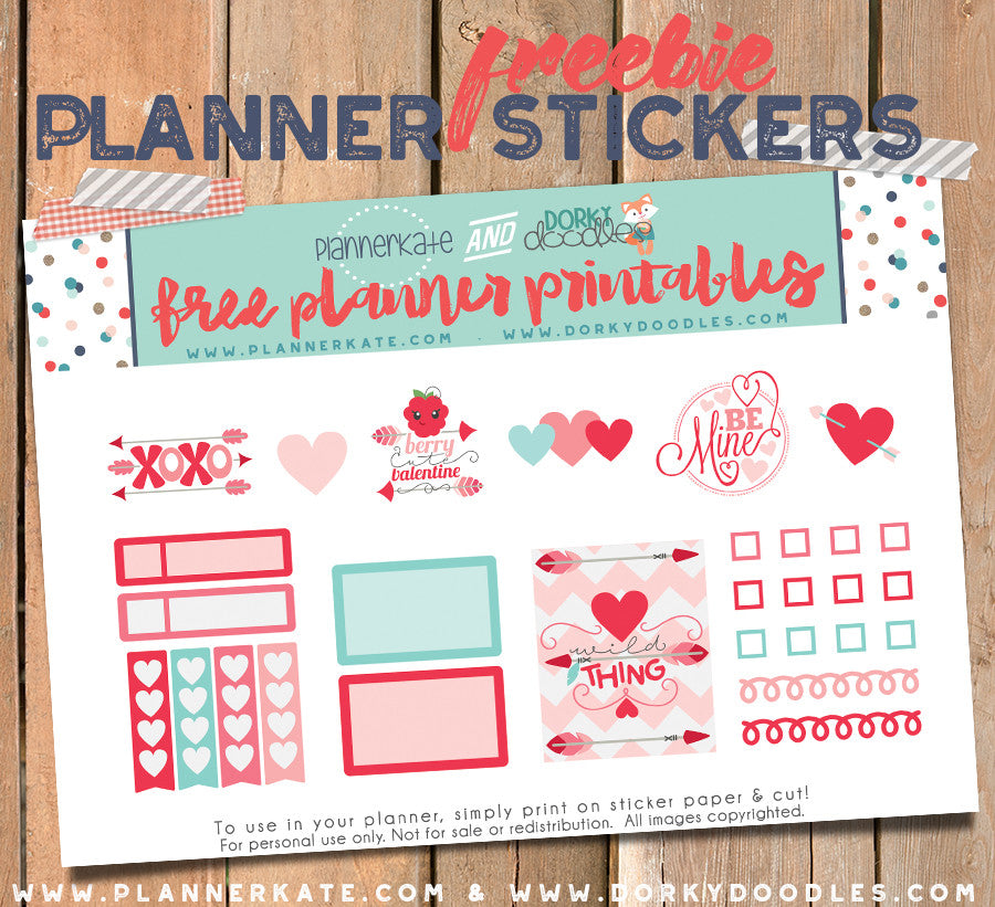 Cute Valentine Planner Sticker Freebie