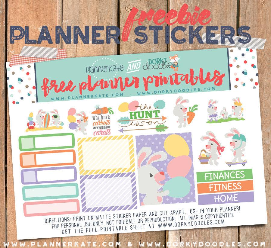 Easter Bunny Planner Stickers Freebie - Dorky Doodles