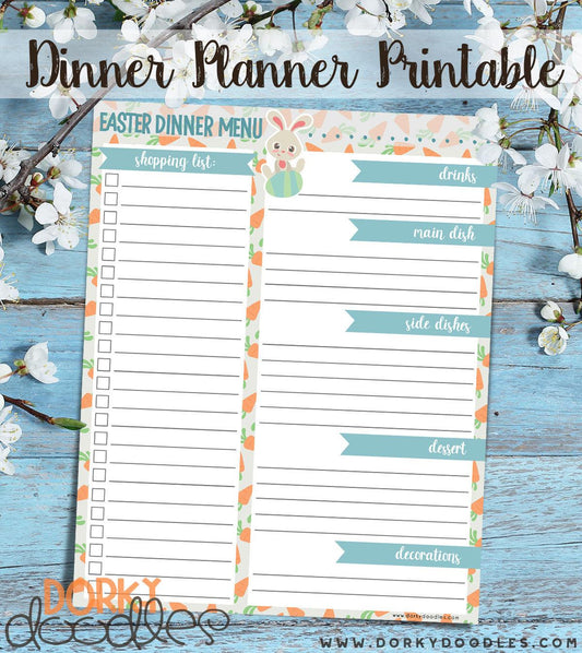 Easter Dinner Planner Printable - Dorky Doodles