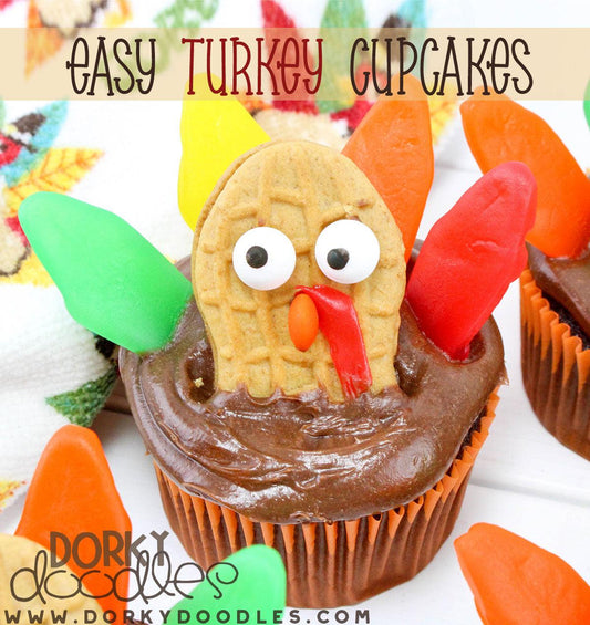 Easy Turkey Cupcakes - Dorky Doodles