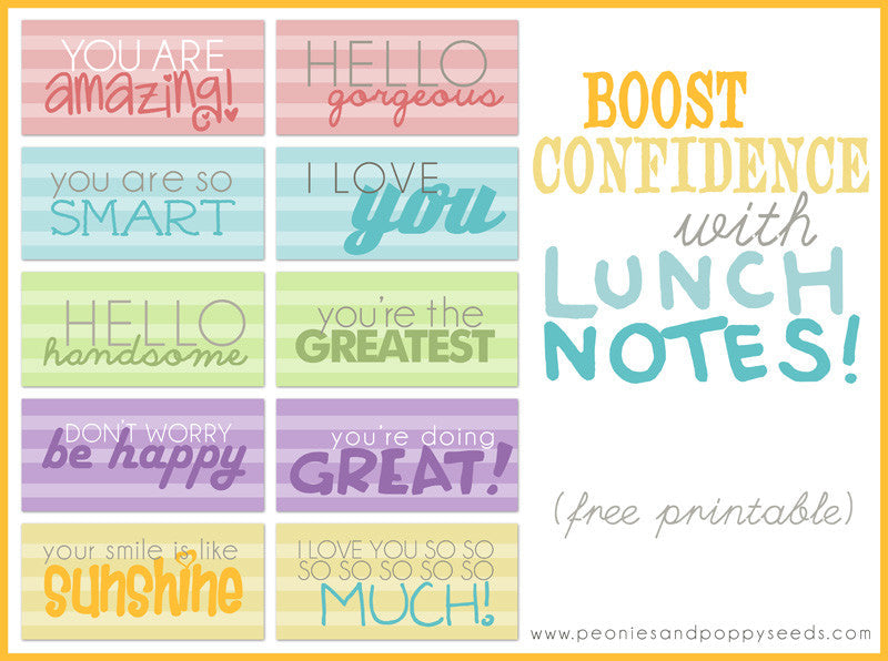 Encouragement School Lunch Notes Printable