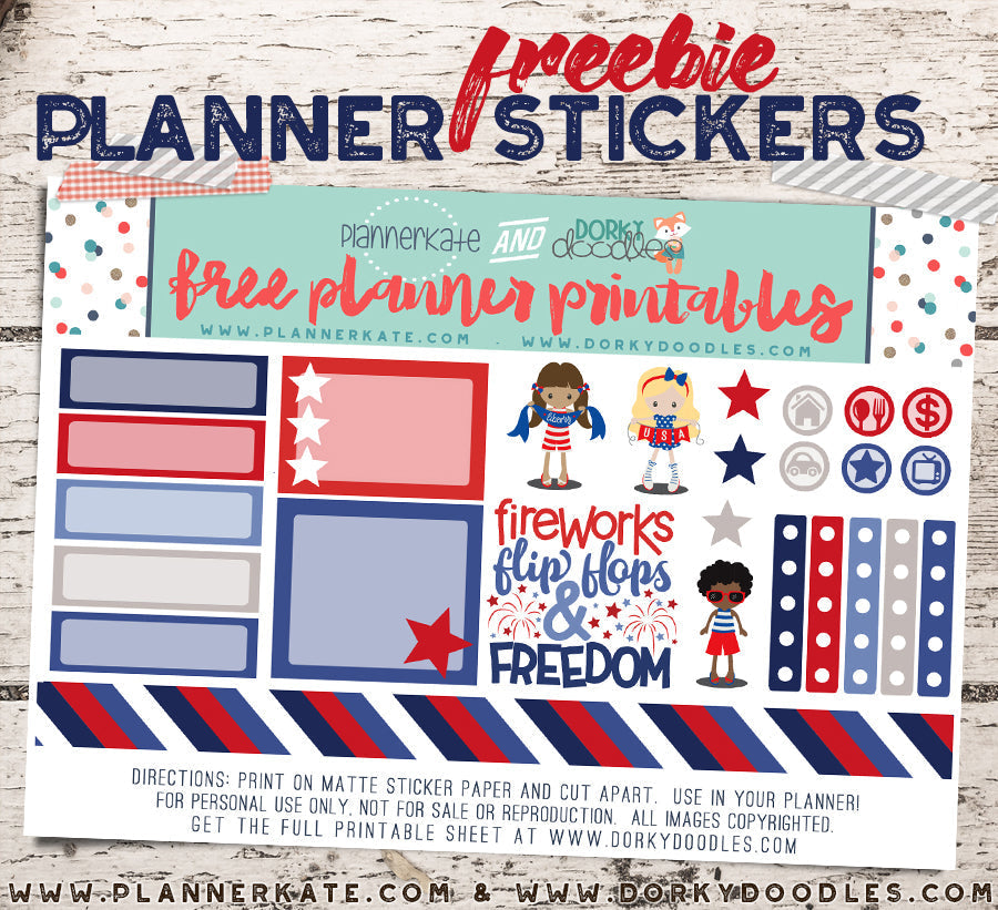 Free 4th of July Planner Stickers