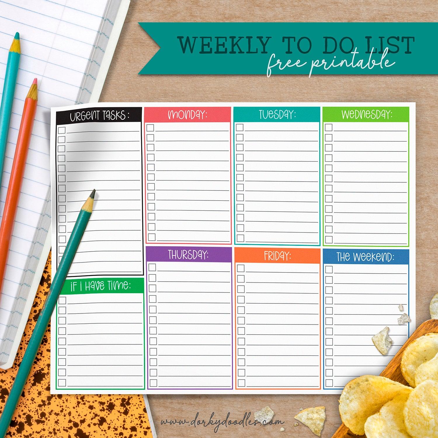 Free and Simple To Do List Printable – Dorky Doodles