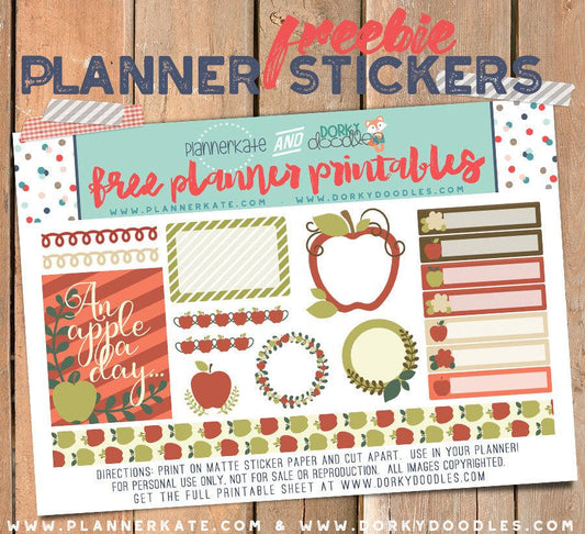 Free Apple Planner Stickers - Dorky Doodles