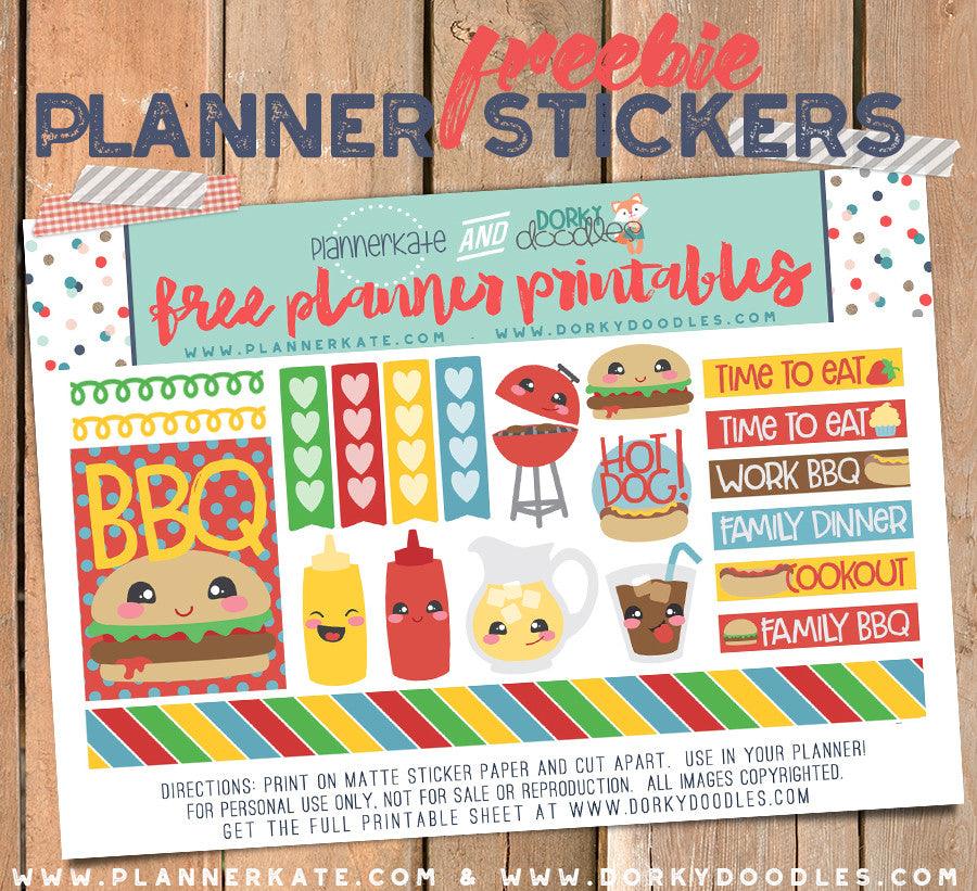 Free BBQ Planner Stickers - Dorky Doodles