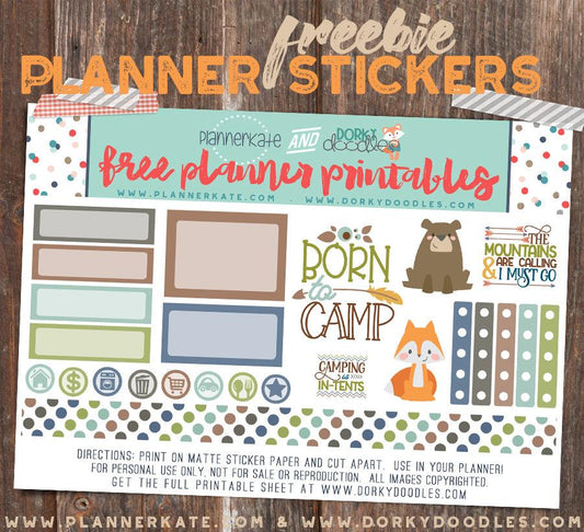 Free Camping Planner Stickers - Dorky Doodles