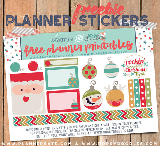 Free Christmas Ornaments Planner Sticker Printable - Dorky Doodles