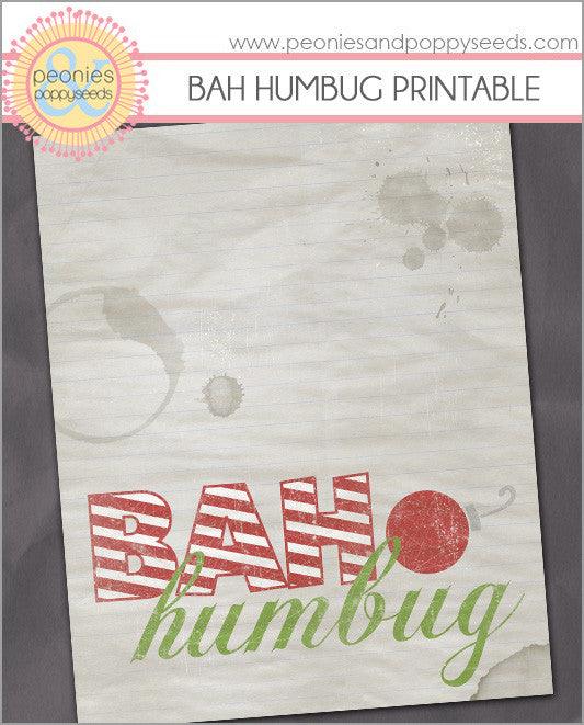 Free Christmas Printable: Bah Humbug - Dorky Doodles