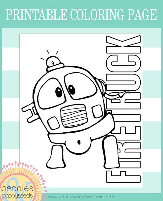 Free Coloring Page - Firetruck - Dorky Doodles