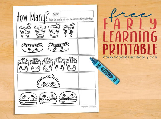 Free Counting Worksheet Printable - Dorky Doodles