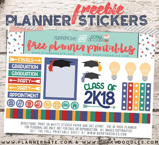 Free Graduation Planner Stickers Printable - Dorky Doodles