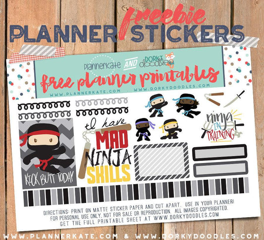 Free Ninja Planner Stickers - Dorky Doodles