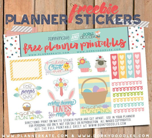 Free Printable Planner Stickers for Easter - Dorky Doodles