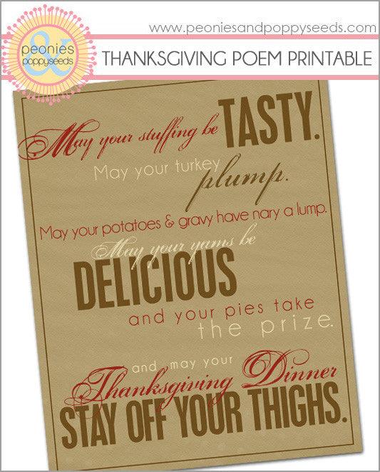Free Printable: Thanksgiving Poem