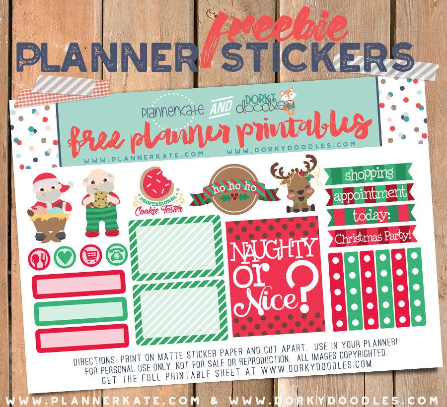 Free Santa Planner Stickers Printable - Dorky Doodles