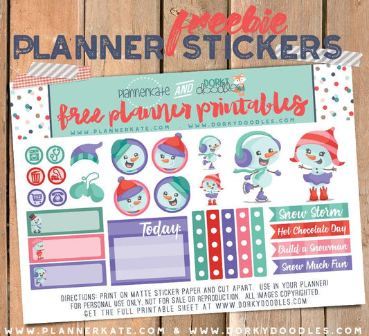 Free Snowman Planner Stickers - Dorky Doodles